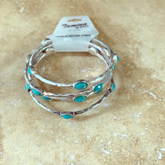 Silver Toned and Turquoise Bracelets - Picture 1 of 5